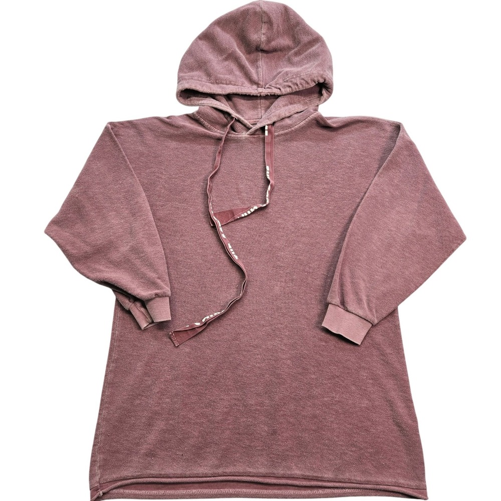 Hoodie Womens XL Pink Pullover Oversized Lightweight Terry Hooded Logo Relaxed